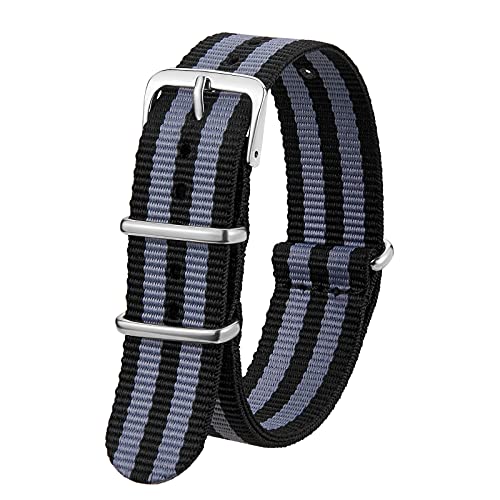 SBR Premium Watch Bands Nylon Straps for Men Women Width 18mm,20mm,22mm (18MM, Light Gray Black) - Image 1