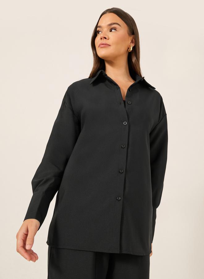 Styli Solid Long Sleeve Shirt and Wide Leg Pants Co-Ords - Image 3