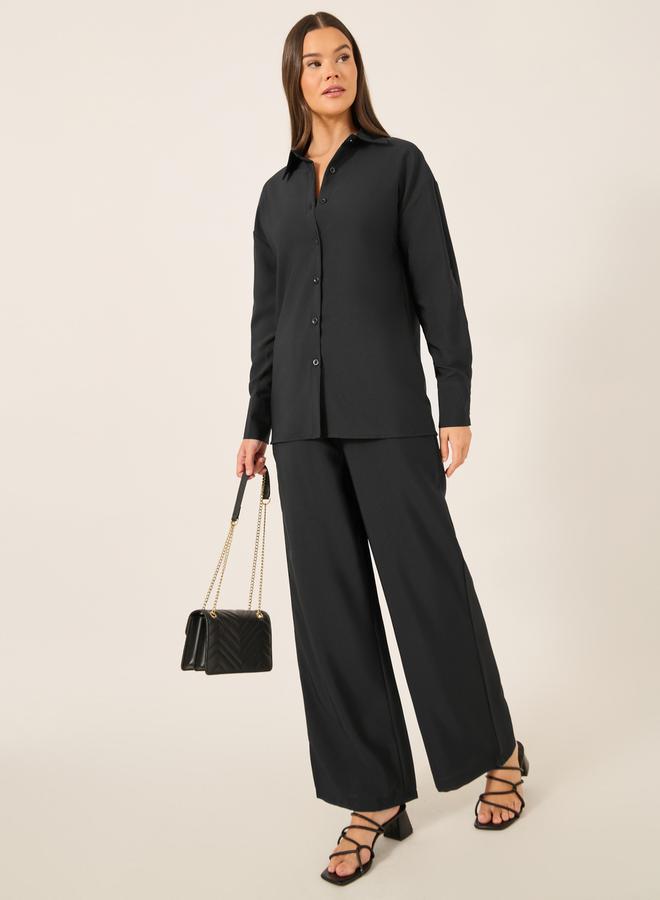 Styli Solid Long Sleeve Shirt and Wide Leg Pants Co-Ords - Image 2