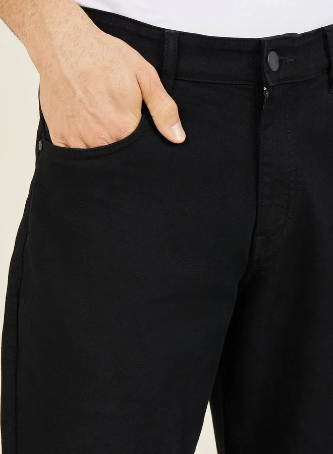 Styli Solid Mid Rise Slim Fit Jeans