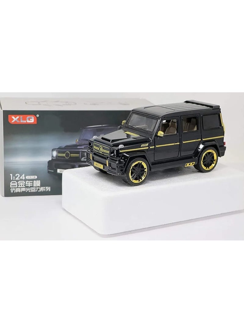 1/24 Benz G63 AMG Diecast Model Car – Premium Alloy Pull Back Toy with Lights & Sound – Black SUV Gift for Kids & Collectors - Image 1
