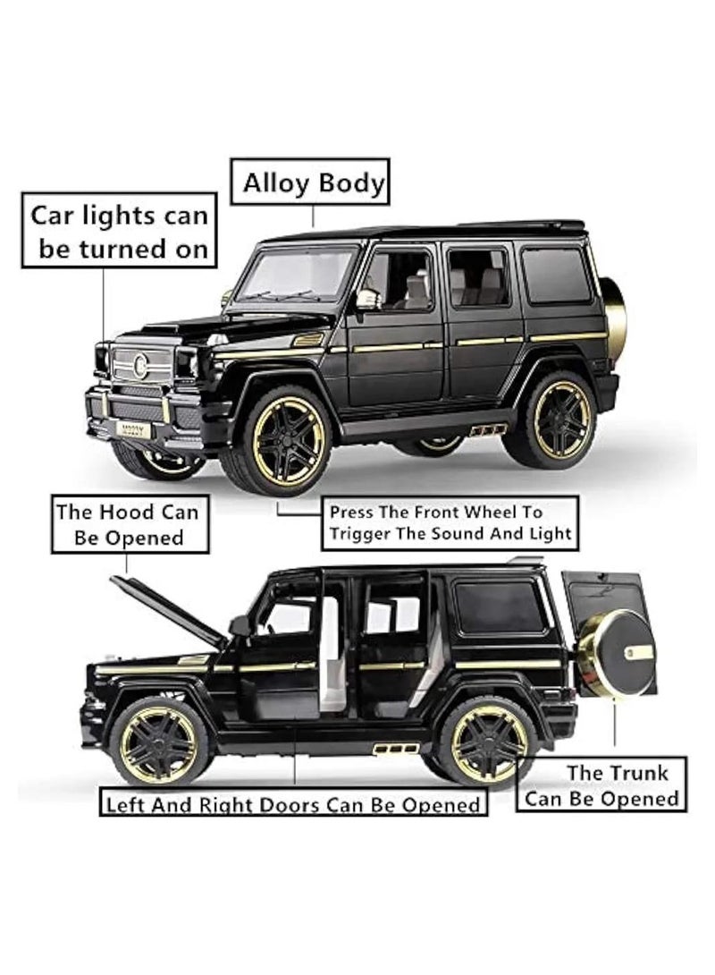 1/24 Benz G63 AMG Diecast Model Car – Premium Alloy Pull Back Toy with Lights & Sound – Black SUV Gift for Kids & Collectors - Image 5