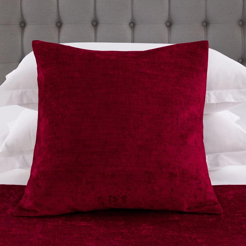 AMBERIS 2 Pillowcases (45×45cm)(Without Insert) Red, Chenille Soft No Fading Modern 2 Pillowcases (Without Insert) - Image 1