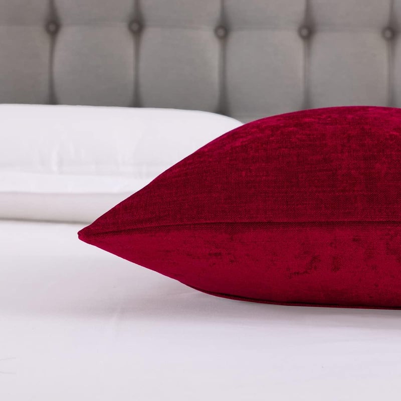 AMBERIS 2 Pillowcases (45×45cm)(Without Insert) Red, Chenille Soft No Fading Modern 2 Pillowcases (Without Insert) - Image 4