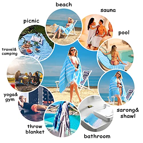 Dlebay Beach Towel 2 Pack,Sand Free Beach Towels Oversized 39 x 72,Turkish Beach Towel Quick Dry Towel,Lightweight Pool Towels for Adults Travel Towel,Cool Beach Accessories Super Absorbent Towels - Image 3