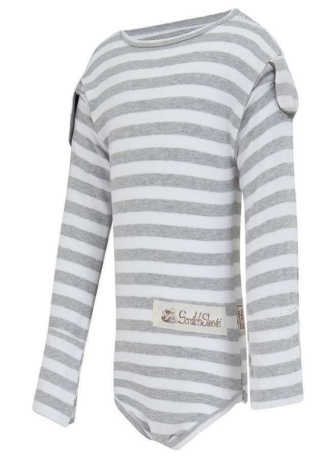 ScratchSleeves | Flip-mitt Bodysuit for Itchy Babies | Grey Stripe | 18-21 Months - Image 2