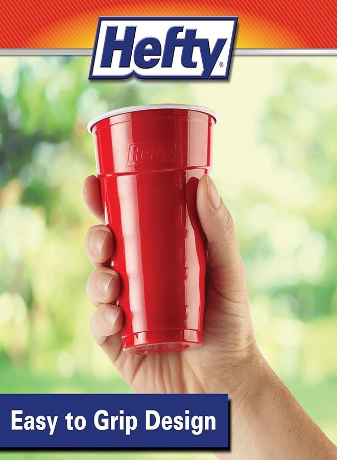 Hefty Easy Grip Disposable Plastic Cold Cups, Red, 18 Ounce, 50 Count (Pack of 2) - Image 4