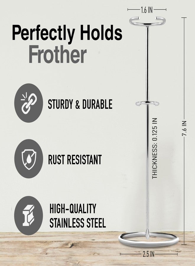 زولاي كيتشن حامل رغوة القهوة الأصلي من زولاي كيتشن - حامل متين من الفولاذ المقاوم للصدأ، يتسع لأنواع متعددة من خفاقات رغوة القهوة - حامل شديد التحمل مثالي لخفاقات الرغوة اليدوية - فضي - Image 2