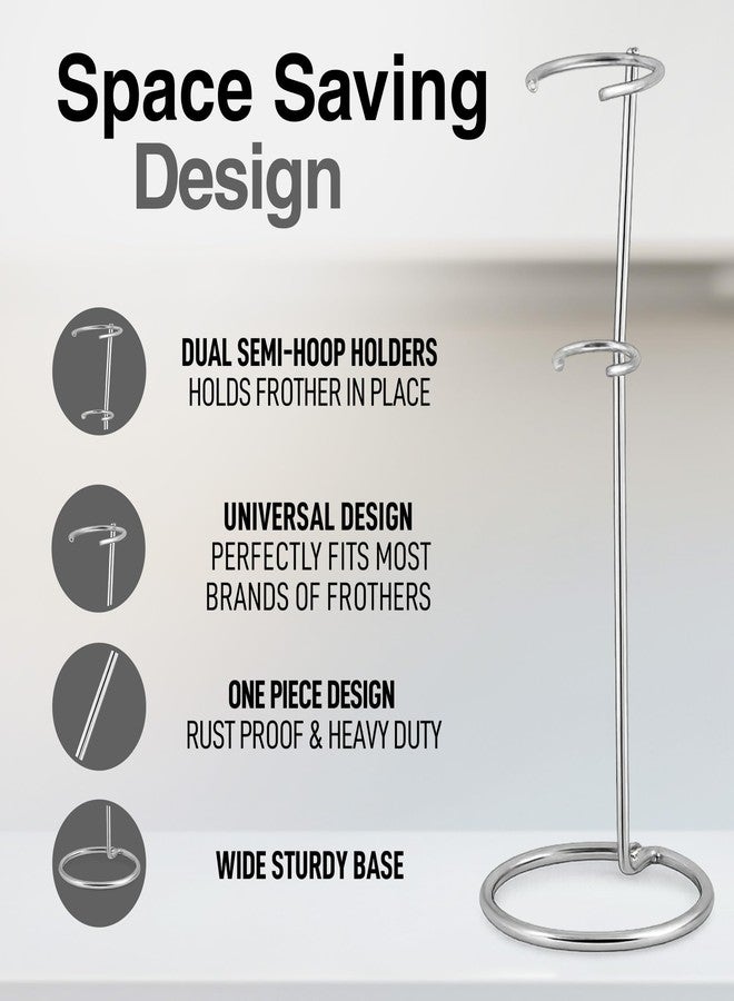 زولاي كيتشن حامل رغوة القهوة الأصلي من زولاي كيتشن - حامل متين من الفولاذ المقاوم للصدأ، يتسع لأنواع متعددة من خفاقات رغوة القهوة - حامل شديد التحمل مثالي لخفاقات الرغوة اليدوية - فضي - Image 3