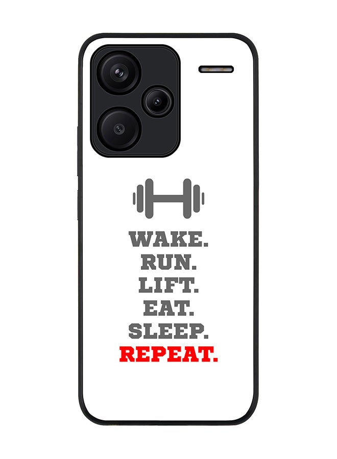 Stylizedd Rugged Black Edge Case for Xiaomi Redmi Note 13 Pro Plus, Slim fit Case Flexible Anti Drop TPU Gel Thin Cover -  Routine (White) - Image 1