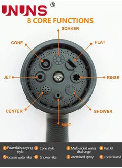 UNUNS Garden Hose Spray,8 Adjustable Patterns Water Gun,High Pressure Spray Nozzle Perfect For Watering Plants,Car Washing,Shower Pets  - Image 5