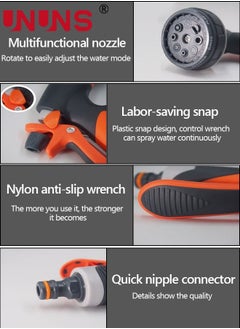 UNUNS Garden Hose Spray,8 Adjustable Patterns Water Gun,High Pressure Spray Nozzle Perfect For Watering Plants,Car Washing,Shower Pets  - Image 4