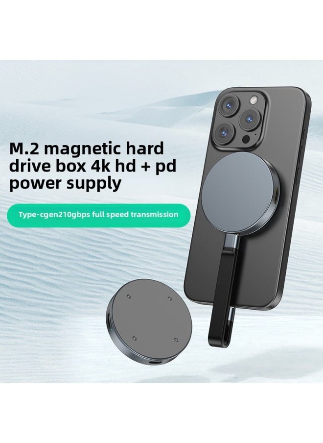 Generic M2 Magnetic Hard Disk Box Supports Typec100w Fast Charging HDMI4K HD For Apple For Huawei Samsung Mobile Phones-Color:Magnetic Hard Drive Box + Pd Power Supply Cable  - Image 1