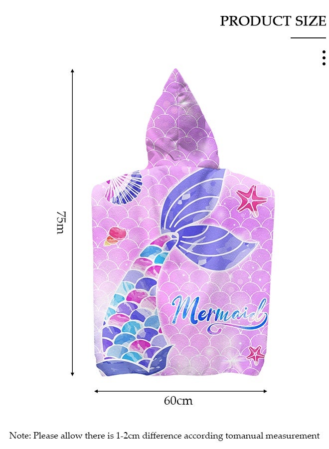 DUNISO منشفة استحمام للأطفال قابلة للارتداء، بونشو شاطئي سريع الجفاف مع غطاء، منشفة استحمام ميكروفايبر فائقة النعومة، رداء تغيير لراكبي الأمواج والسباحين - Image 2