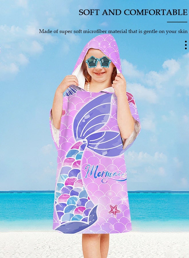 DUNISO منشفة استحمام للأطفال قابلة للارتداء، بونشو شاطئي سريع الجفاف مع غطاء، منشفة استحمام ميكروفايبر فائقة النعومة، رداء تغيير لراكبي الأمواج والسباحين - Image 4