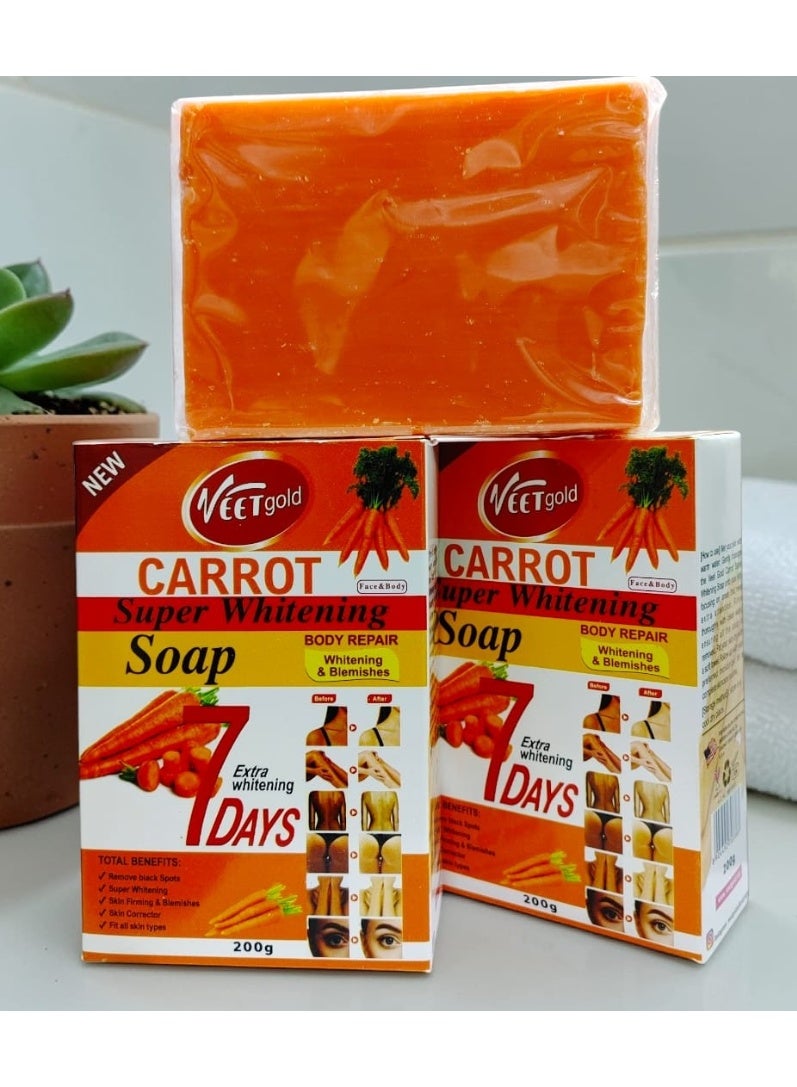 Veet gold Carrot Super Whitening Soap – Brightening & Hydrating Face & Body Bar Soap 200g