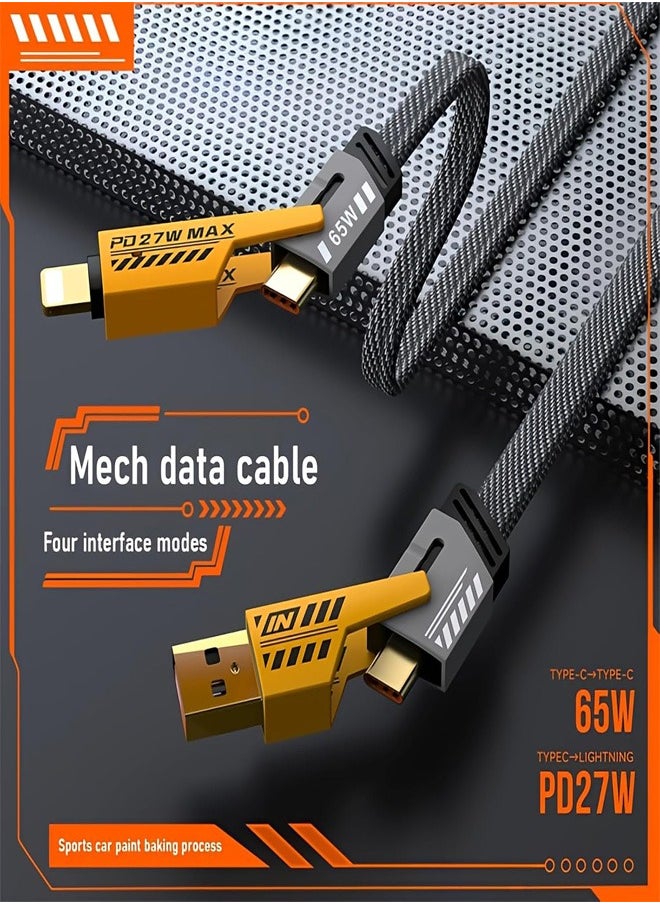 Generic - Multi USB Charging Cable 4 in 1, 1.2M Fast Charging Cable with USB A/USB C (65W) Type-C and (27W) PD Fast Charging Data Transfer Cable Compatible with All Phones - Image 1