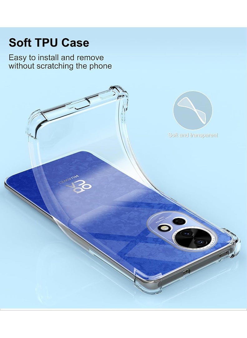 Theodor Huawei Nova 13 Clear Case, Shock-Absorption TPU Cell Phone Cover with Reinforced Corners, Soft Flexible & Crystal Clear Protective Bumper Case - Image 3
