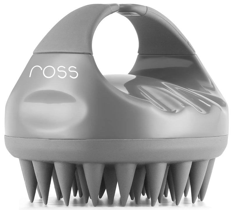 ROSS Hair Scalp Manual Massager Shampoo Hair Brush with Soft Silicone Bristles for Anti Dandruff, Exfoliating Care (Grey) - Image 1