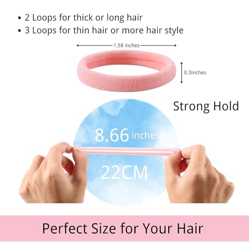 LuSeren 120 Pcs No Damage Thick Hair Ties, Large Soft Seamless Nylon Cloth Hair Elastics for Women, Light Color - Image 2