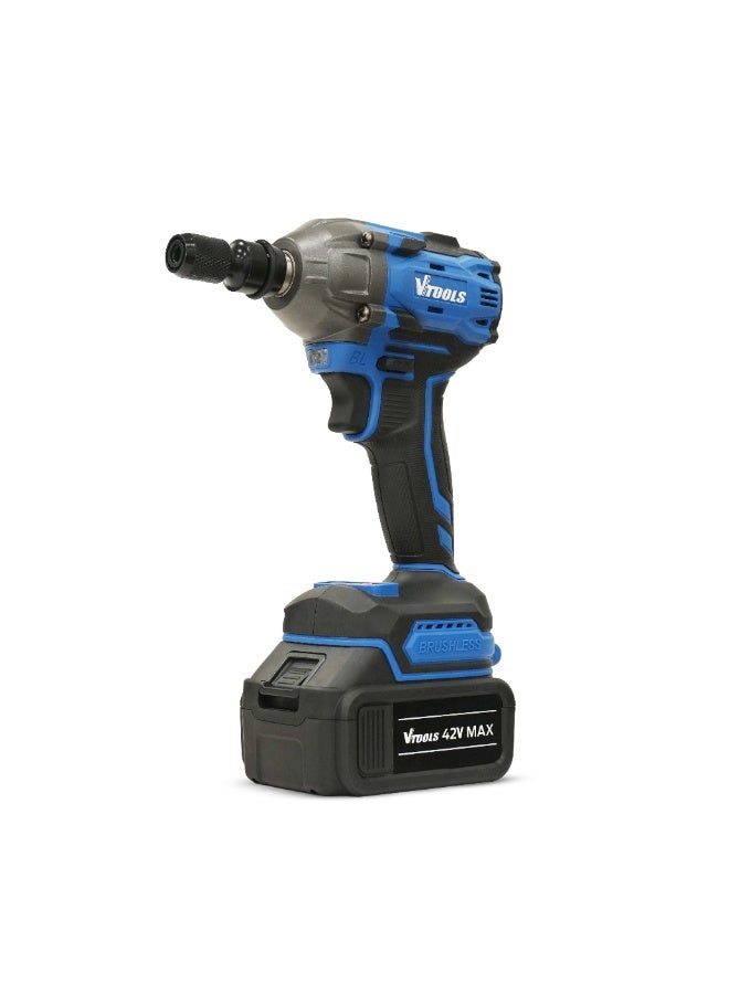 في تولز مفتاح ربط صدمي لاسلكي بدون فرشاة 42 فولت من VTOOLS مع بطاريتين - Image 2