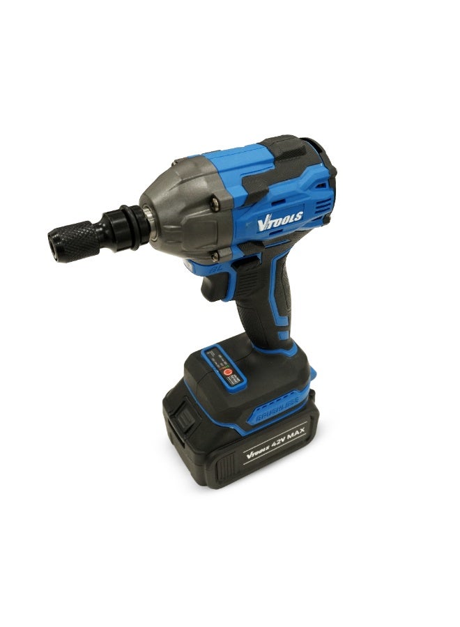 في تولز مفتاح ربط صدمي لاسلكي بدون فرشاة 42 فولت من VTOOLS مع بطاريتين - Image 3