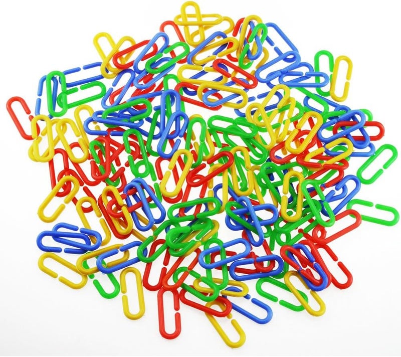 Nextnol 240 PCS，Plastic C-Clips Hooks Chain，Parrot Bird Toy Cage，Bird Toy Parts，Rat Toy Cage，Can Also be Used as Learning Resource Rainbow Link 'n' Learn Links. - Image 1