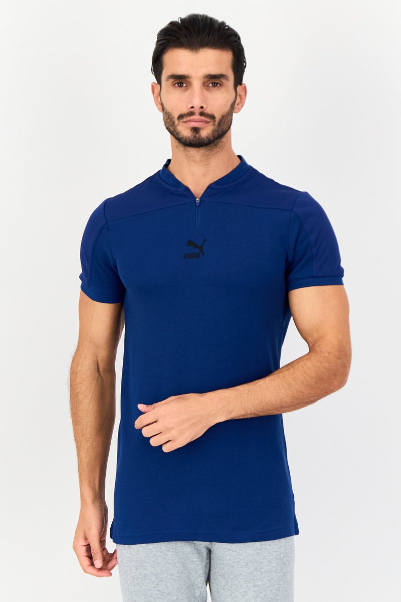 PUMA Men Slim Fit Embroidered Logo Short Sleeves Outdoor Polo Shirt, Blue - Image 1