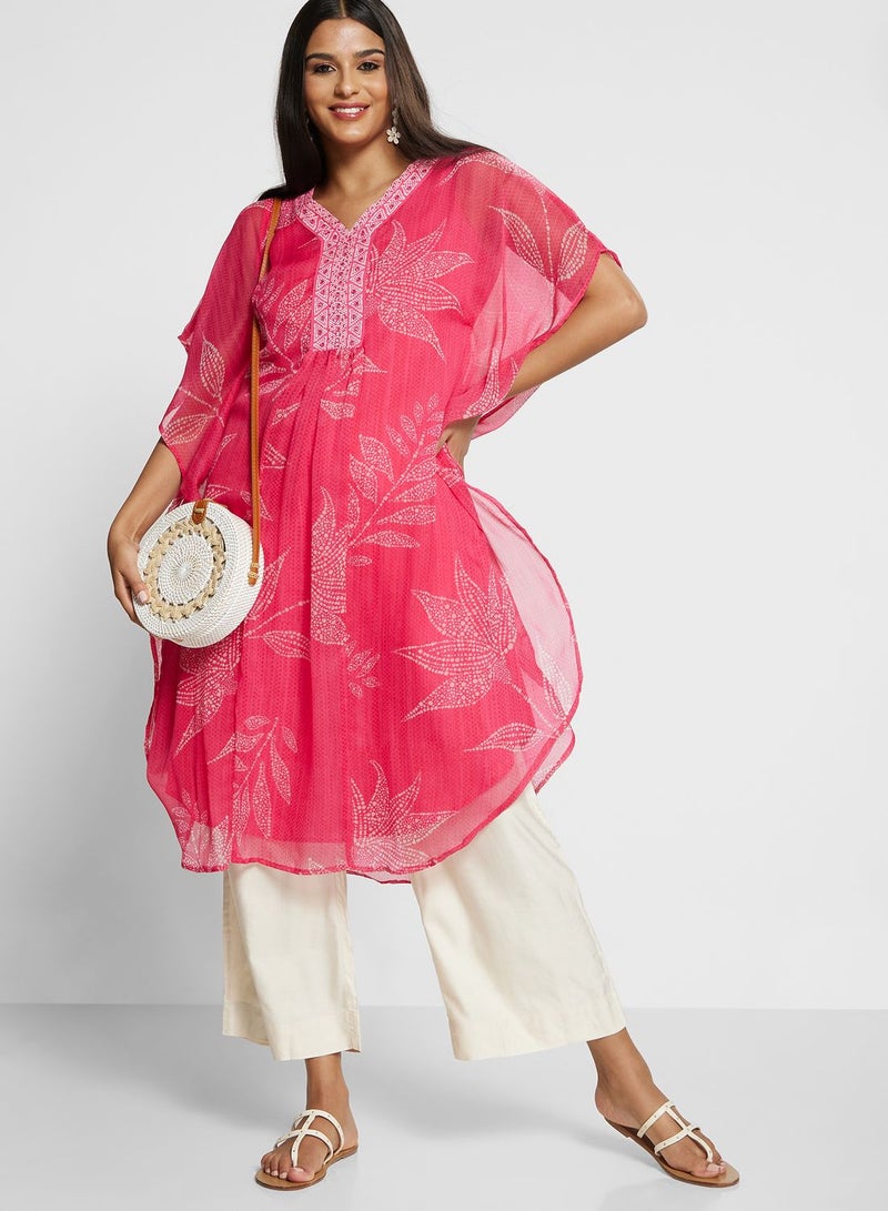 Lace Cape Sleeve Kurti