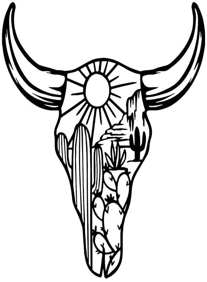 RESACO Cow Skull Metal Wall Art Western Wall Decor Western Bathroom Decorations Southwestern Decor Desert Wall Sculptures for Living Room Bedroom Indoor Outdoor (black, 11‘’L X11'W)