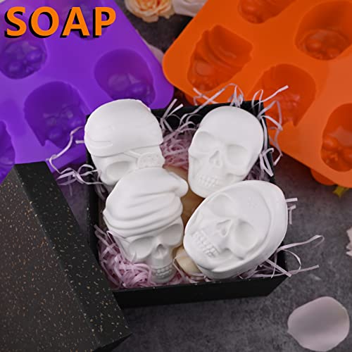 Sakolla Large Skull Cake Pan Silicone Mold, 2 Pack 6 Cavity Halloween Skull Cakelet Chocolate Molds Candy Pizza Baking Molds Handmade Soap Tray - Image 5