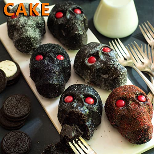 Sakolla Large Skull Cake Pan Silicone Mold, 2 Pack 6 Cavity Halloween Skull Cakelet Chocolate Molds Candy Pizza Baking Molds Handmade Soap Tray - Image 3