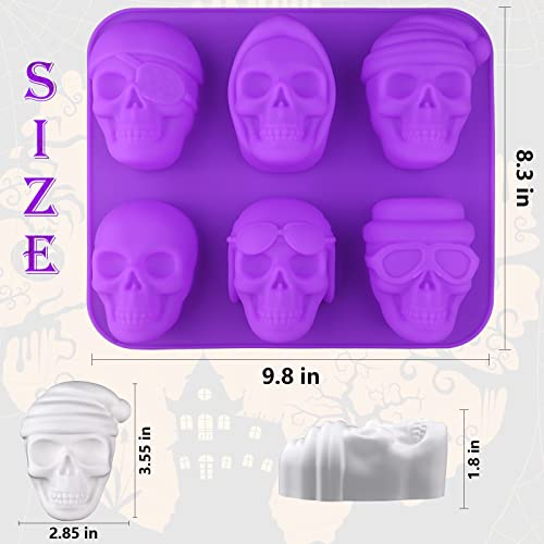 Sakolla Large Skull Cake Pan Silicone Mold, 2 Pack 6 Cavity Halloween Skull Cakelet Chocolate Molds Candy Pizza Baking Molds Handmade Soap Tray - Image 2