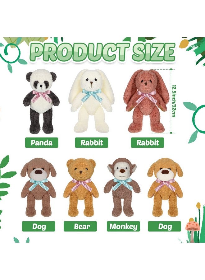Civaner 7 Pcs Stuffed Animals Bulk 12.5 Inch Cute Soft Animal Plush Toys for Kids Birthday Gifts Baby Shower Party Decorations (Bright Color,Jungle) - Image 2