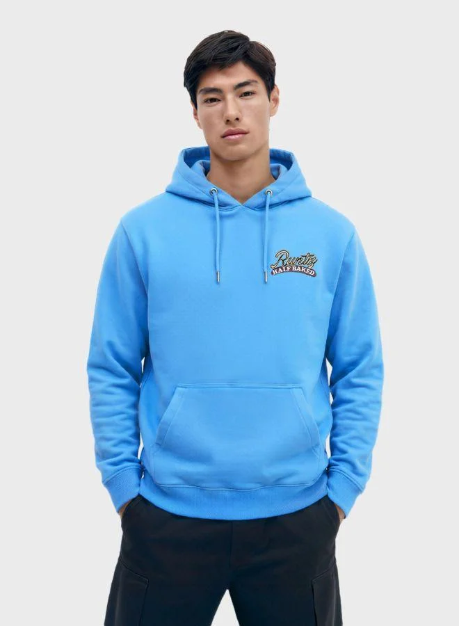 ذا انديان كراج كو Men Relaxed Fit Graphic Printed Crew Neck Full Sleeves Overhead Hooded Sweatshirt