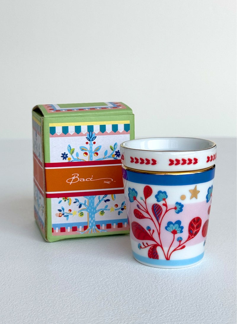 Baci milano Espresso Porcelain Cup with Lid/Saucer "Leaves" – 5.5x7 cm  - Image 5