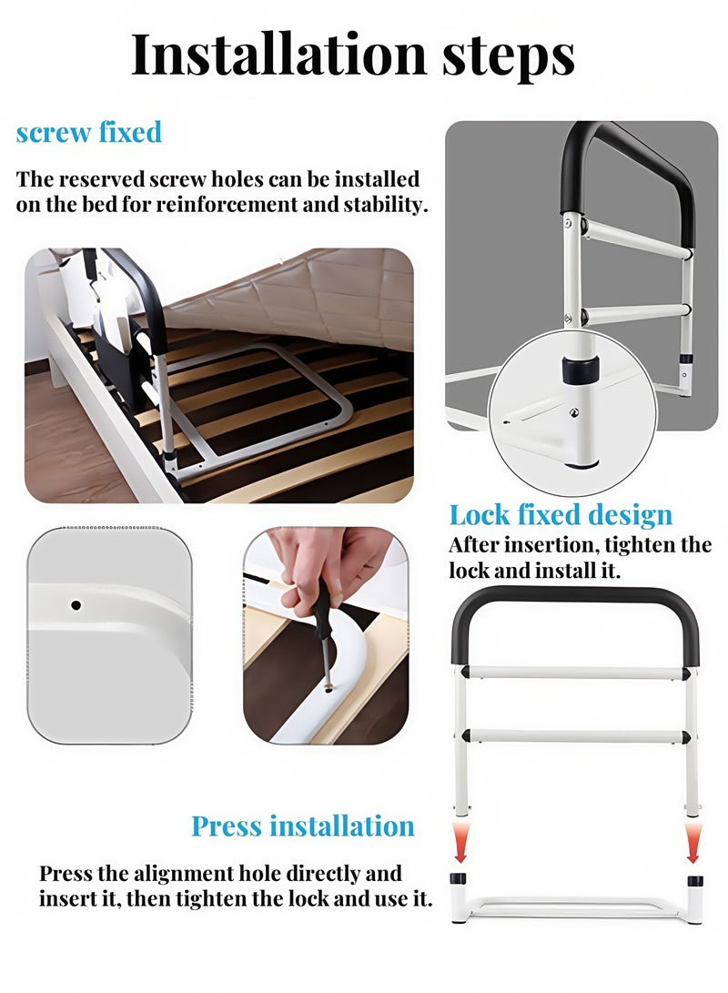 Bed Rails for Elderly Adults Safety with Adjustable Heights Storage Pocket Assist Support Side Railings for Seniors Citizens Slides Under Mattressbed Cane Medical Bed Guard Bed Handles Bars