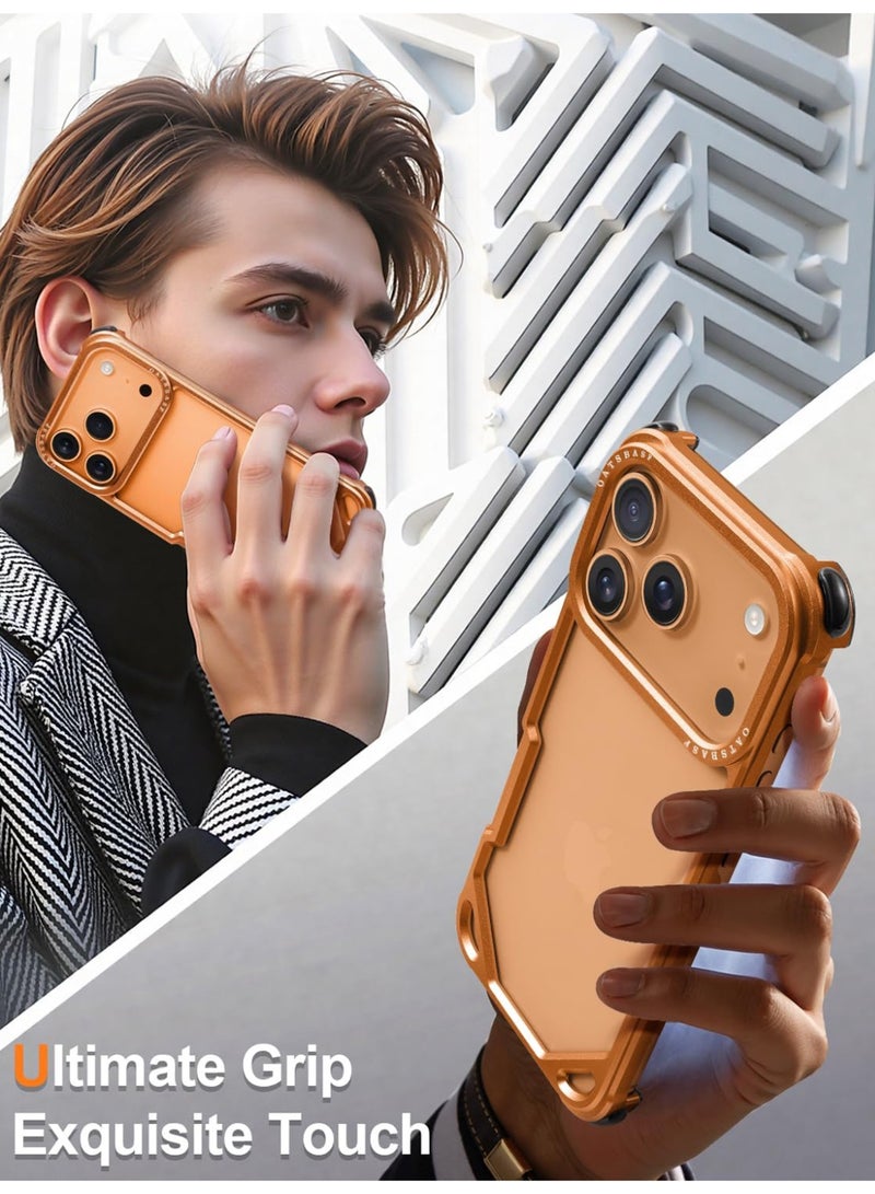 Oatsbasf for iPhone 17 Pro Max Case, No Back Design, Aluminum Metal Frame, 4 Corner Shockproof Protection, Orange - Image 5