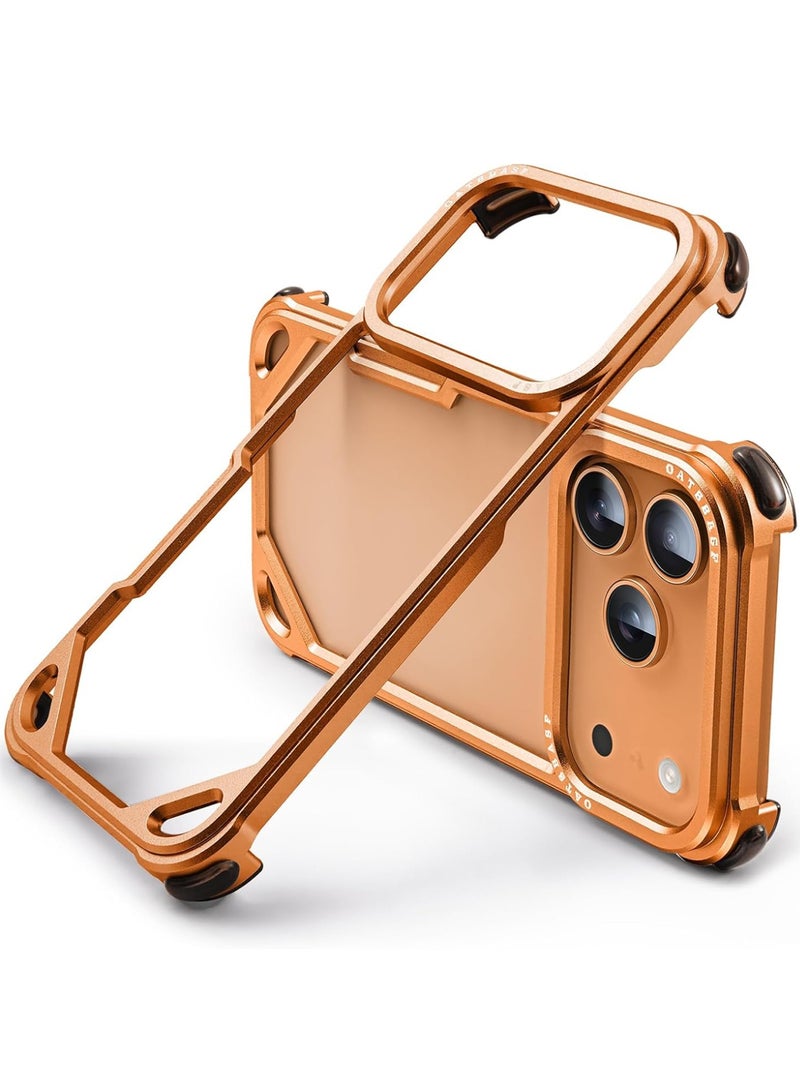 Oatsbasf for iPhone 17 Pro Max Case, No Back Design, Aluminum Metal Frame, 4 Corner Shockproof Protection, Orange - Image 1