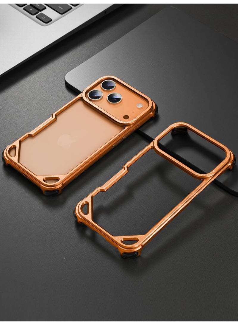 Oatsbasf for iPhone 17 Pro Max Case, No Back Design, Aluminum Metal Frame, 4 Corner Shockproof Protection, Orange - Image 2