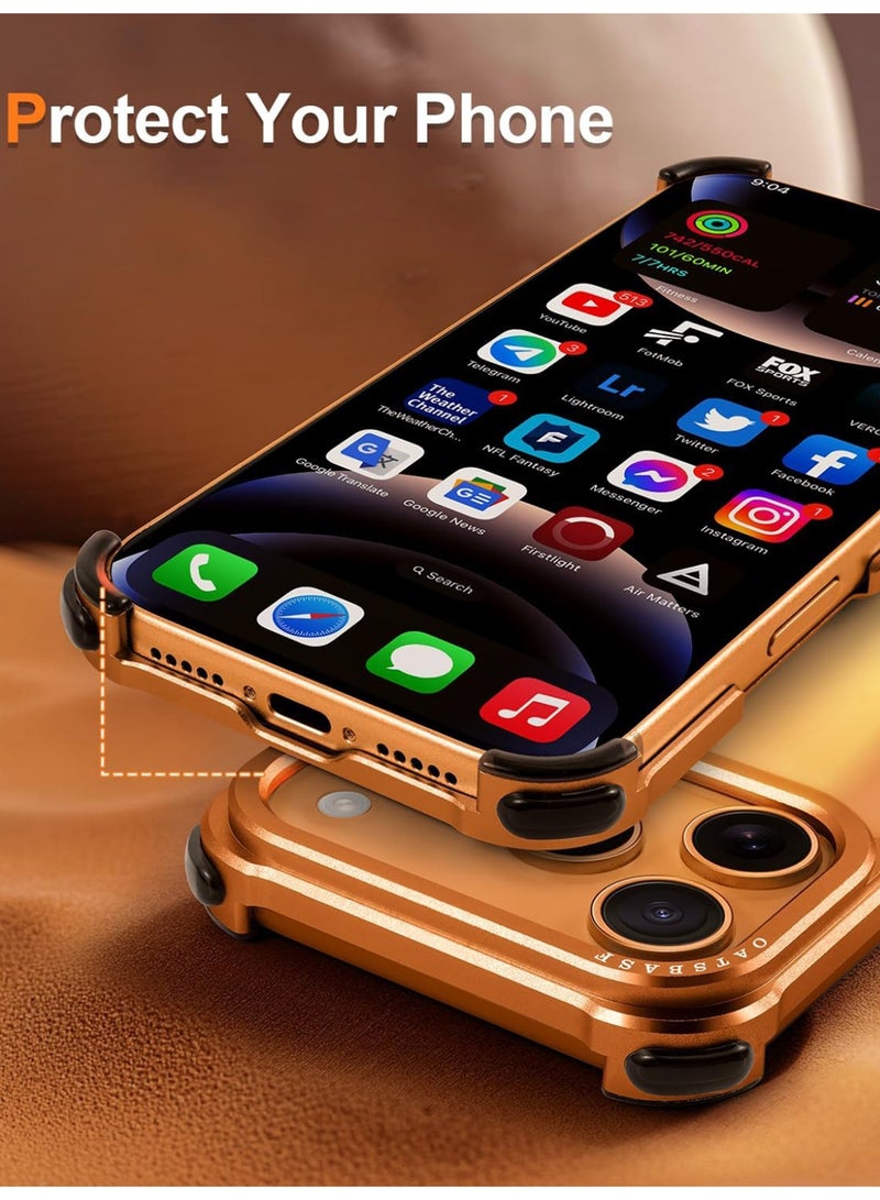 Oatsbasf for iPhone 17 Pro Max Case, No Back Design, Aluminum Metal Frame, 4 Corner Shockproof Protection, Orange - Image 3