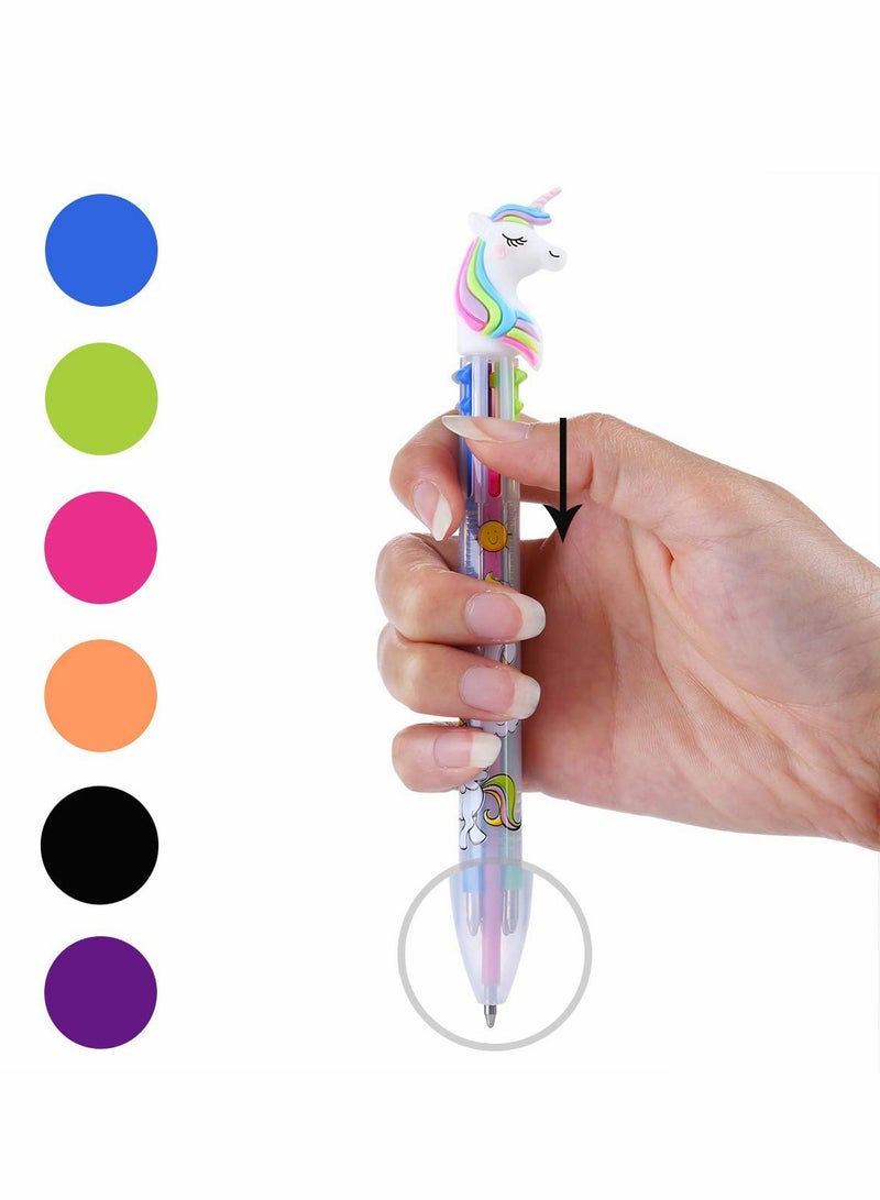 Unicorn Ballpoint Pen, 0.5mm 6-in-1 Multicolor Ballpoint Pen 6 Colors Retractable Ballpoint Pens Gel Pen Unicorn Shuttle Pens Liquid Ink Pens Set Pen Supplies Office Gifts (6 Pack) - Image 2