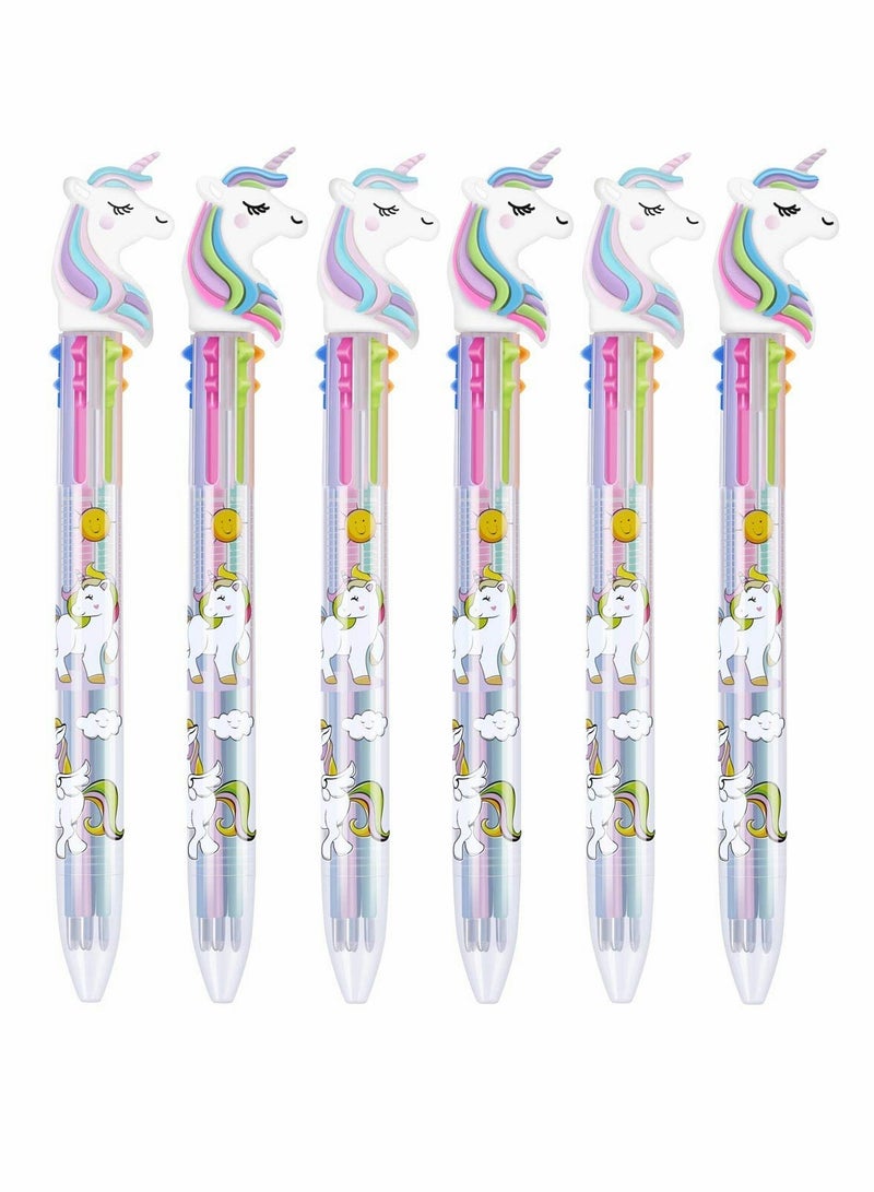 Unicorn Ballpoint Pen, 0.5mm 6-in-1 Multicolor Ballpoint Pen 6 Colors Retractable Ballpoint Pens Gel Pen Unicorn Shuttle Pens Liquid Ink Pens Set Pen Supplies Office Gifts (6 Pack) - Image 1