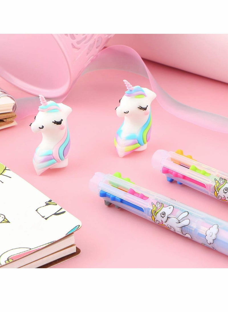 Unicorn Ballpoint Pen, 0.5mm 6-in-1 Multicolor Ballpoint Pen 6 Colors Retractable Ballpoint Pens Gel Pen Unicorn Shuttle Pens Liquid Ink Pens Set Pen Supplies Office Gifts (6 Pack) - Image 5