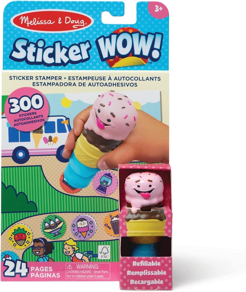Melissa & Doug ملصقات ميليسا ودوج!™ دفتر نشاط مكون من 24 صفحة وطابع ملصقات، 300 ملصق، لعبة فنية وحرفية قابلة للجمع – آيس كريم - Image 1