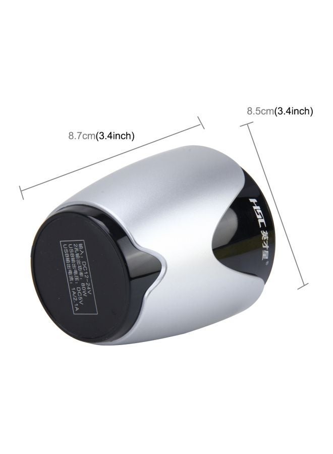 YC-19 Multi Functional Dual USB Car Charger Silver - Image 3