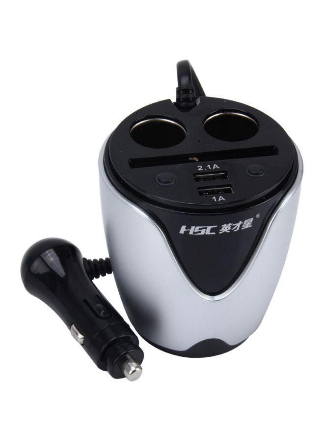 YC-19 Multi Functional Dual USB Car Charger Silver - Image 2