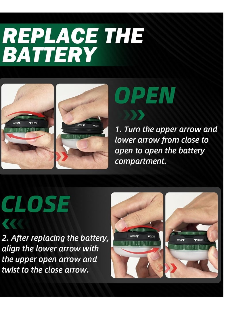 ضوء التخييم، 5 أوضاع، أضواء خيمة التخييم المحمولة الساطعة، مناسبة للتخييم في الهواء الطلق، المشي لمسافات طويلة، الصيد، تعمل بالبطارية (3 بطاريات AA مشمولة) - Image 5