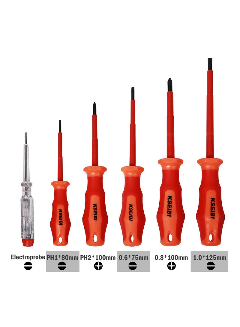 KSEIBI Vde Insulated Screwdriver Set 6-PC, Chrome Vanadium, 1000V Insulated Electrician Screwdriver Set for Electrical Installations, Maintenance and Repair, Automotive Work and DIY Electrical Projects.  - Image 2