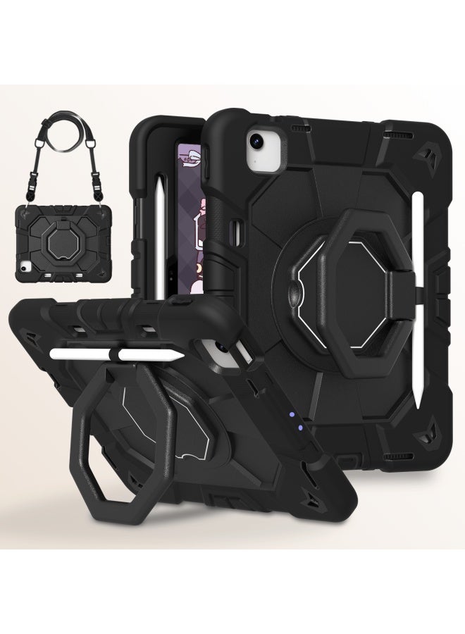 Rbp Compatible Ipad Pro 11-inch Case For 2nd/3rd/4th Gen Versions, Square Rotating 360° Stand Silicone Full-cover Shockproof Case With Pen Slot - Pure Black - Image 1